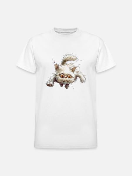 Funny Cat - Heavyweight Unisex T-Shirt by Gildan - white