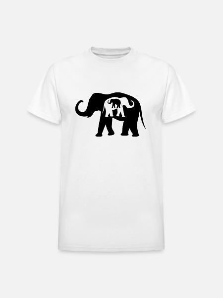 Black And White Elephants - Heavyweight Unisex T-Shirt by Gildan - white