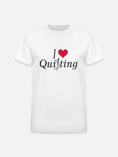 I love Quilting - Heavyweight Unisex T-Shirt by Gildan - white