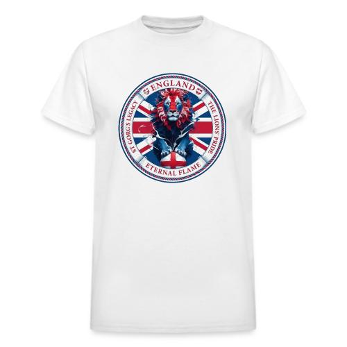 England Lion Emblem T Shirt, Flag Pride Gift - Heavyweight Unisex T-Shirt by Gildan