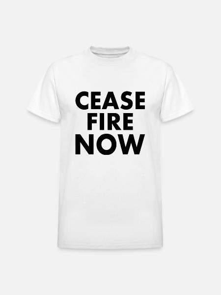 Ceasefire now - Heavyweight Unisex T-Shirt by Gildan - white