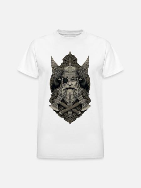 Viking Warlord with Ravens - Heavyweight Unisex T-Shirt by Gildan - white