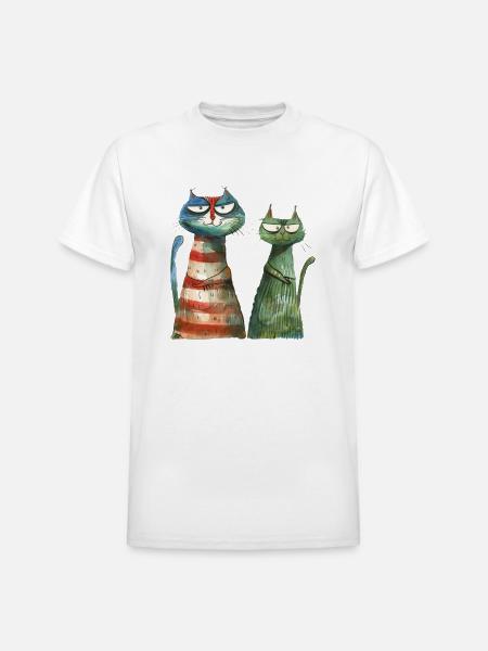 Funny Cat - Heavyweight Unisex T-Shirt by Gildan - white
