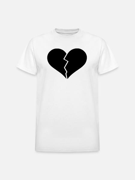 Broken heart black - Heavyweight Unisex T-Shirt by Gildan - white