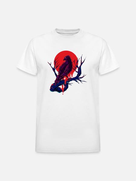 Crow Raven - Heavyweight Unisex T-Shirt by Gildan - white