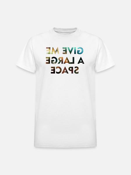 Cosmic Galaxy Mirror Text - Heavyweight Unisex T-Shirt by Gildan - white