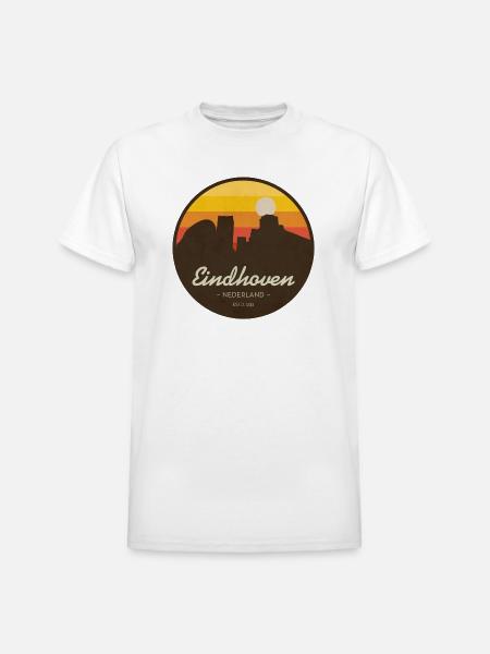Eindhoven Sunset Retro Badge - Heavyweight Unisex T-Shirt by Gildan - white