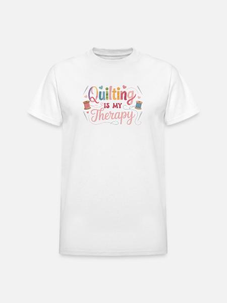 Quilting Therapy Inspirational Design - Heavyweight Unisex T-Shirt by Gildan - white