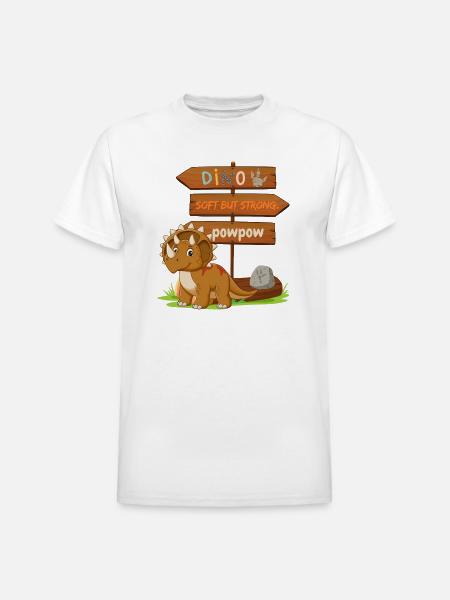 Cute Dinosaur with Playful Signpost - Heavyweight Unisex T-Shirt by Gildan - white