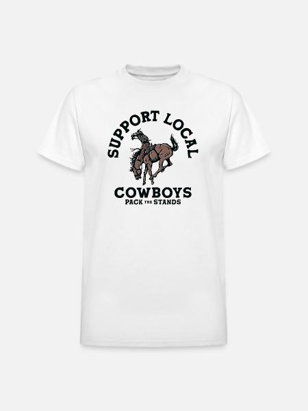 Soutenez les cow-boys locaux - T-shirt unisexe épais Gildan - blanc