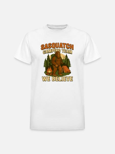 Sasquatch Camping Team – We Believe - Heavyweight Unisex T-Shirt by Gildan - white
