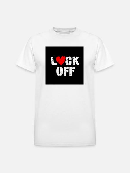 Heart Lock Off - Heavyweight Unisex T-Shirt by Gildan - white