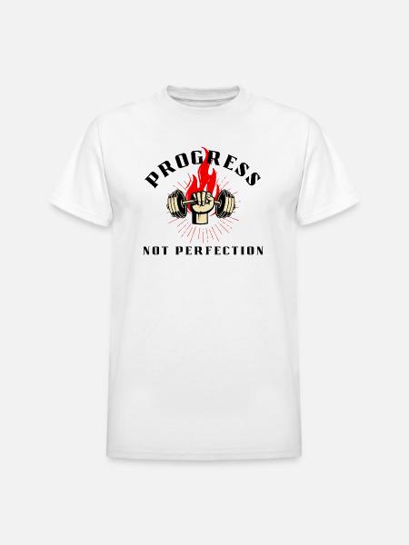 Progress Not Prefection-Motivational fitnes design - Heavyweight Unisex T-Shirt by Gildan - white