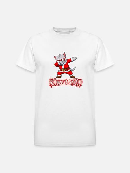 Dabbing Santa Cat Command - Heavyweight Unisex T-Shirt by Gildan - white