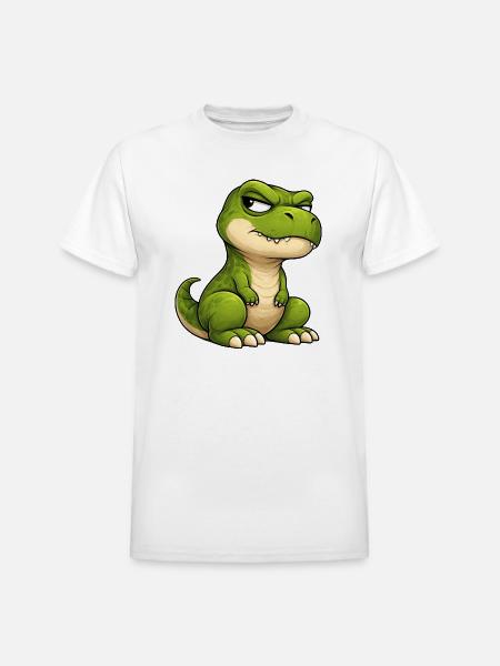 Grumpy T-Rex cartoon skeptical expression - Heavyweight Unisex T-Shirt by Gildan - white