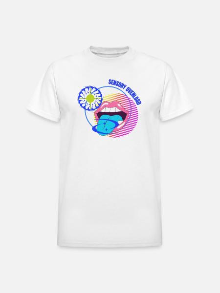 Sensory Overload Glitch Aesthetic - Heavyweight Unisex T-Shirt by Gildan - white