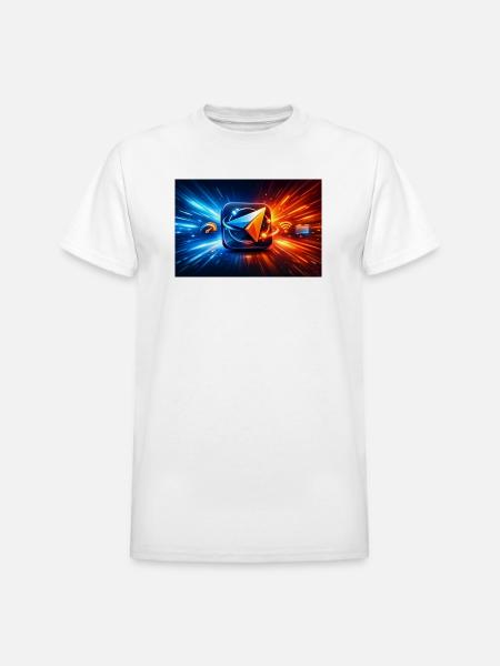 Neon Paper Plane Velocity - Heavyweight Unisex T-Shirt by Gildan - white