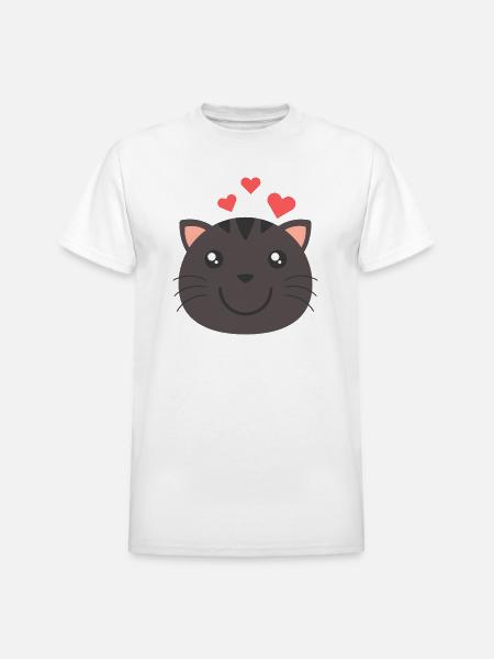 Heartfelt Cat Face - Heavyweight Unisex T-Shirt by Gildan - white