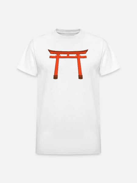 Vivid Torii Gate - Heavyweight Unisex T-Shirt by Gildan - white