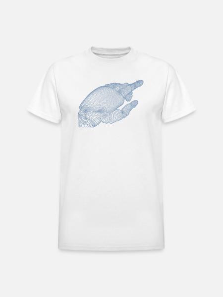 Geometric Hand Silhouette with Fractals - Heavyweight Unisex T-Shirt by Gildan - white