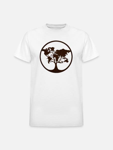 Circle Tree world map - Heavyweight Unisex T-Shirt by Gildan - white