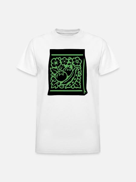Seed Packet Tomatoes Veggies - Heavyweight Unisex T-Shirt by Gildan - white