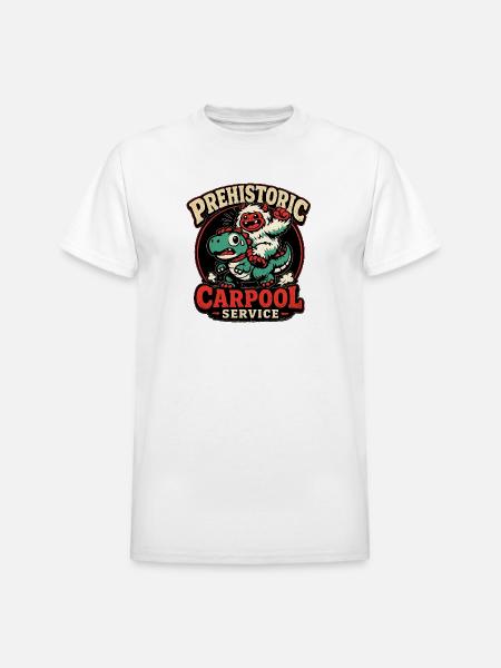 Prehistoric Carpool Service - Heavyweight Unisex T-Shirt by Gildan - white