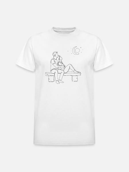 Moonlit Bench Romance - Heavyweight Unisex T-Shirt by Gildan - white
