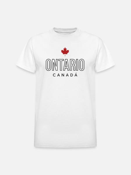Maple Leaf Emblem on Bold Text - Heavyweight Unisex T-Shirt by Gildan - white