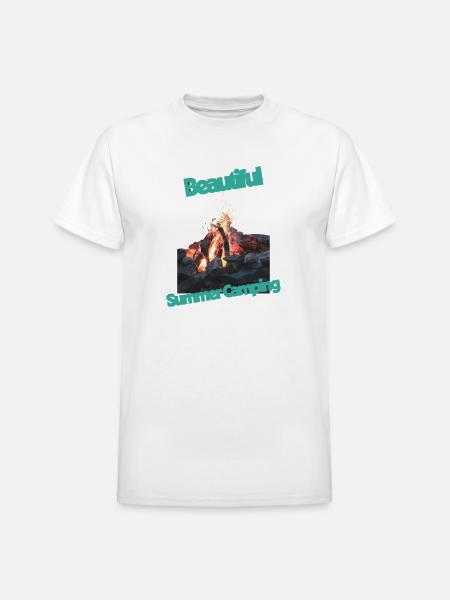 Beautiful_Summer_Camping - Heavyweight Unisex T-Shirt by Gildan - white