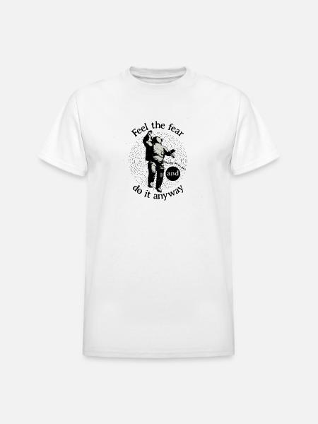 Astronaut Faces Fear Orbit - Heavyweight Unisex T-Shirt by Gildan - white