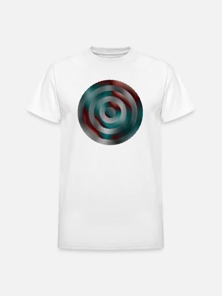 Spiral Teal Red Gradient Rings - Heavyweight Unisex T-Shirt by Gildan - white