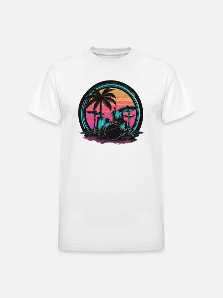 Trap Set Graphic - Heavyweight Unisex T-Shirt by Gildan - white