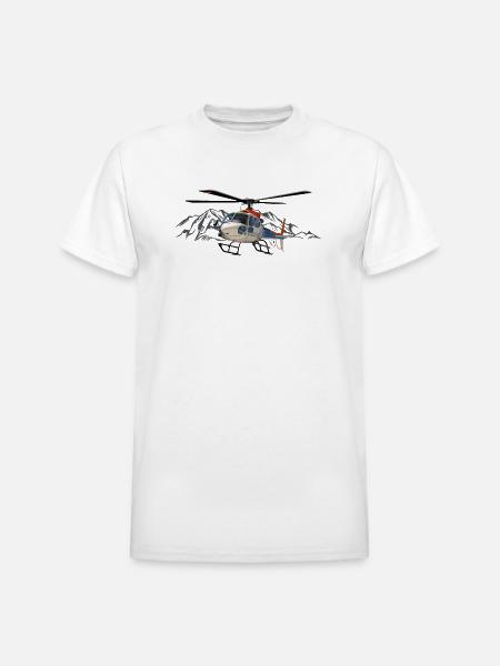 Helicopter in action - Heavyweight Unisex T-Shirt by Gildan - white