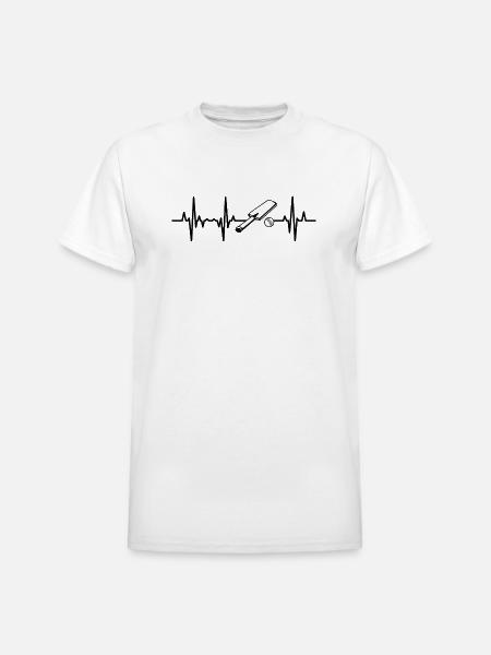 Cricket ECG Heartline - Heavyweight Unisex T-Shirt by Gildan - white