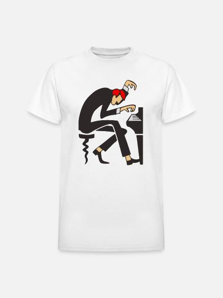 Piano Maestro Dizzy Pose - Heavyweight Unisex T-Shirt by Gildan - white