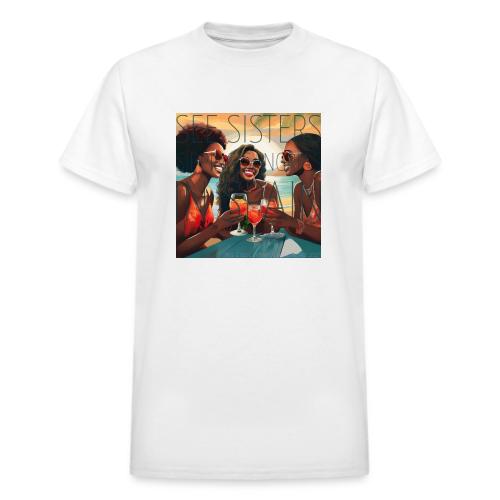 Mrs. S' GGG Retreat_Sisters Sipping Sangrias - Heavyweight Unisex T-Shirt by Gildan