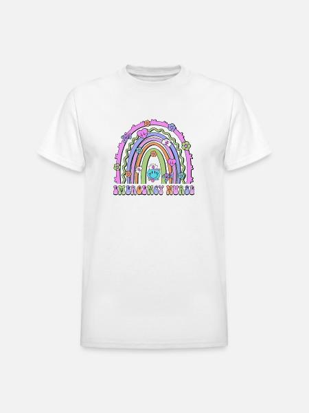 Emergency Nurse rainbow - Heavyweight Unisex T-Shirt by Gildan - white