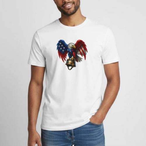 American Flag Bald Eagle - Helmet - Heavyweight Unisex T-Shirt by Gildan