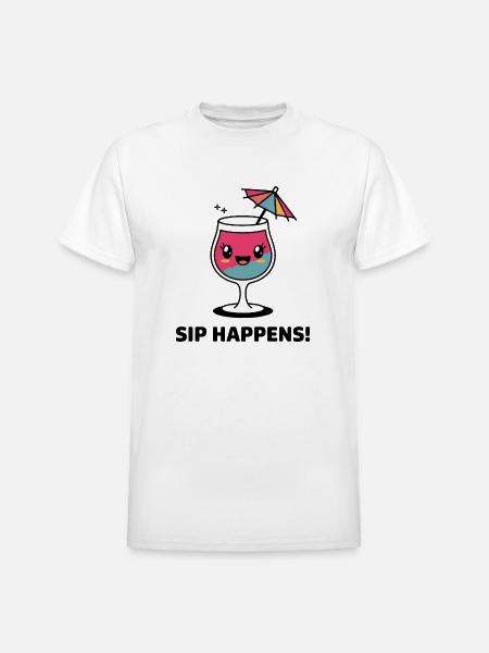 Sip Happens - Heavyweight Unisex T-Shirt by Gildan - white