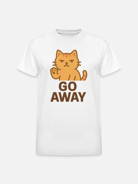 Grumpy Cat Go Away Cartoon - Heavyweight Unisex T-Shirt by Gildan - white