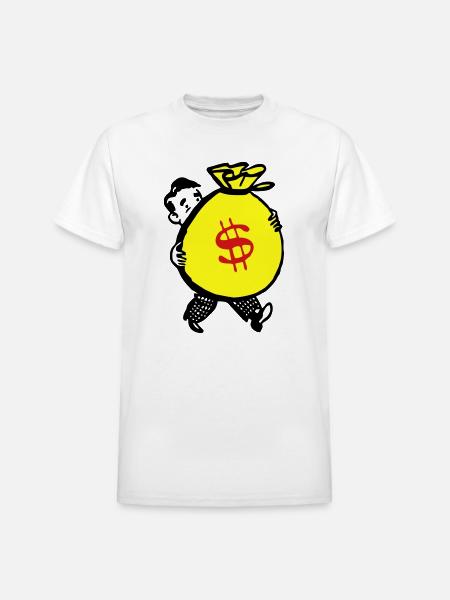 Money Bag - Heavyweight Unisex T-Shirt by Gildan - white