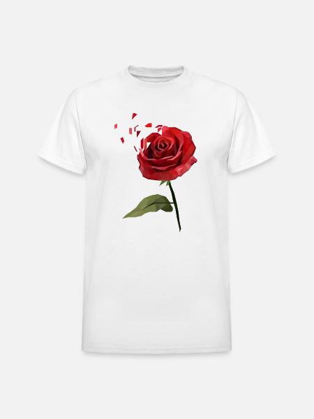 Low-Poly Rose Bloom Tee - Heavyweight Unisex T-Shirt by Gildan - white