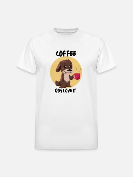 Coffee Dog Love it - Heavyweight Unisex T-Shirt by Gildan - white