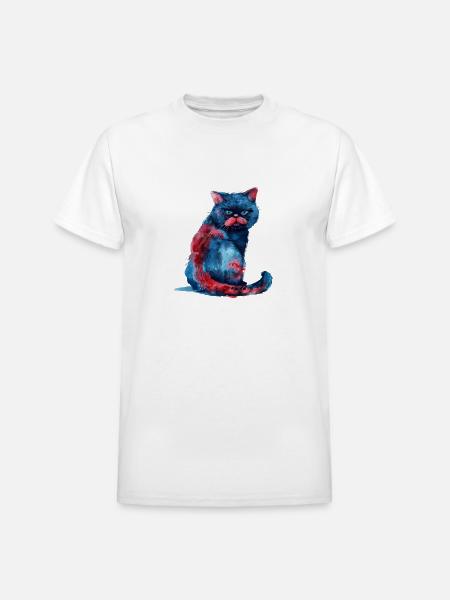 Funny Cat - Heavyweight Unisex T-Shirt by Gildan - white