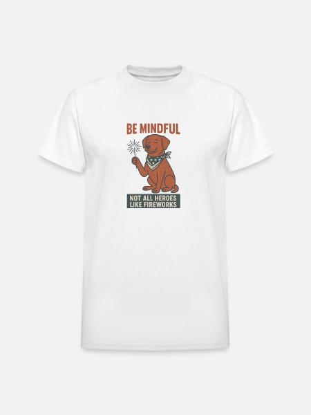 Be Mindful - Heavyweight Unisex T-Shirt by Gildan - white