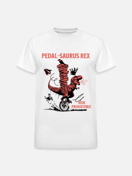 Pedal-Saurus Rex – Ride Prehistoric - Heavyweight Unisex T-Shirt by Gildan - white