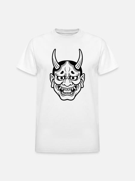 japanese demon mask - Heavyweight Unisex T-Shirt by Gildan - white