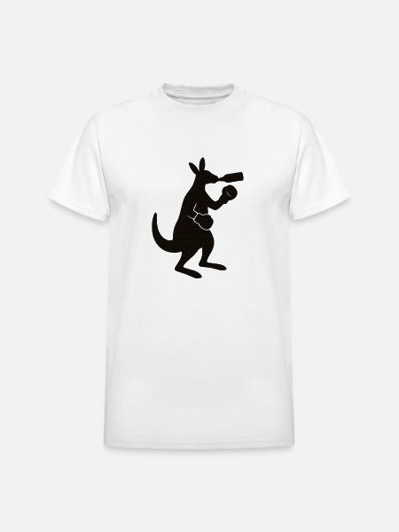 Kangaroo Sip Silhouette - Heavyweight Unisex T-Shirt by Gildan - white