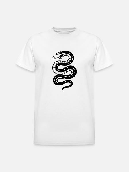 Coiled Serpent Silhouette - Heavyweight Unisex T-Shirt by Gildan - white
